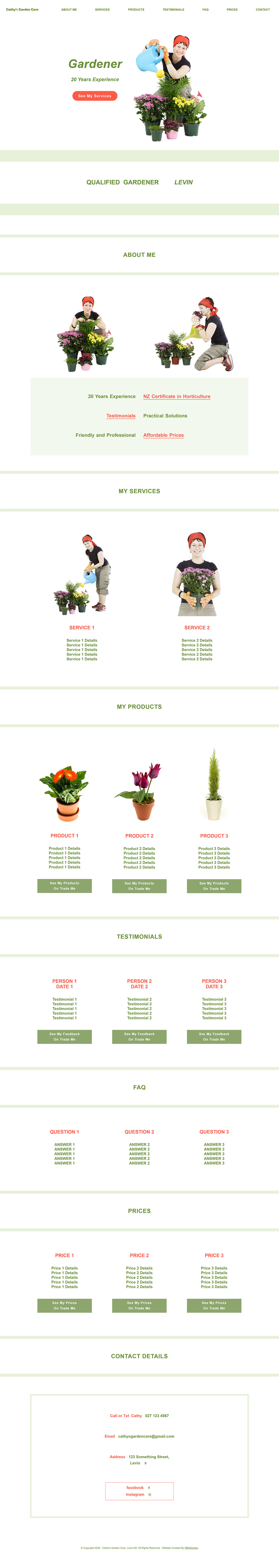 Website Design Example showing a Gardener Business viewed on a laptop