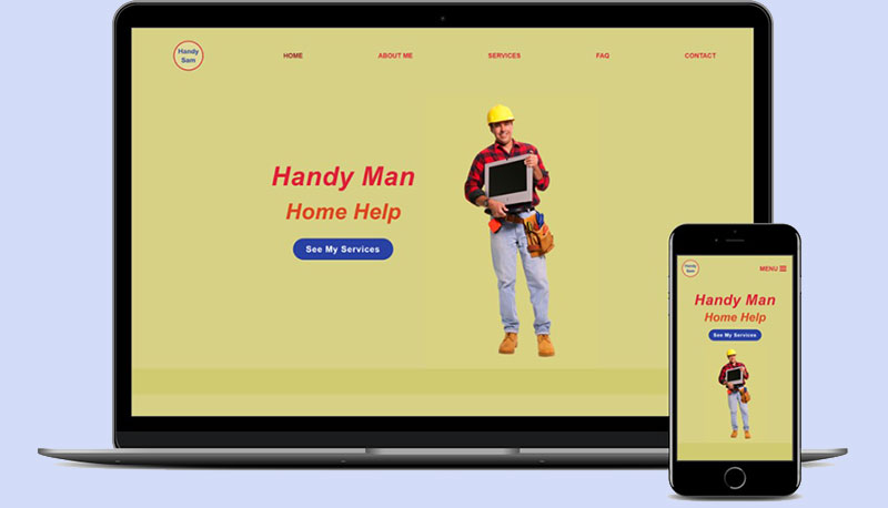 Website Design Example showing a Handy Man Business on a laptop and mobile phone