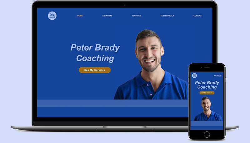 Website Design Example showing a Life Coach Business on a laptop and mobile phone