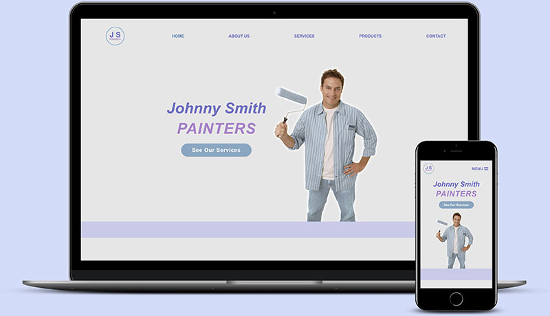 Website Design Example showing a Painter Business on a laptop and mobile phone